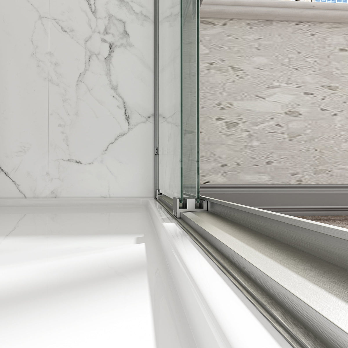 Brushed Nickel Reversible Installation Double Bypass Sliding Shower Door, photo 9 of 10