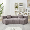 Curved Sectional Sofa With 2 Pillows For Living Room - Gray by HouseOfZazla