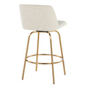 Toriano - Contemporary, Fixed Height Counter Stool With Swivel With Round Footrest (Set of 2)