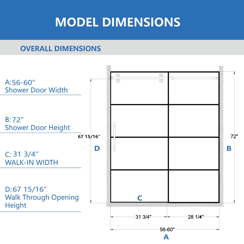 Matte Shower Doors - 56-60" W x 72" H, photo 7 of 10