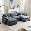 Oversized Modular Cushioned Sofa with Conversible Ottoman
