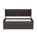 Captain Bed With Built In Bookshelves, 3 Storage Drawers, And Trundle