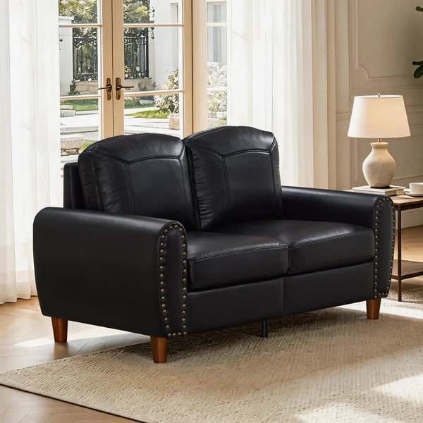59" Classic Living Room Sofa Loveseat Faux Leather Couch, photo 2 of 10
