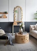 Full Length Arched Wall Mirror With en Leaf Accents Decorative Mirror For Living Room Bedroom - Gold by Unique Piece Furniture