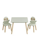 Sloth Themed Table And Chair Set With 2 Cute Animal Chairs - Natural Wood / Sage Green by HouseOfZazla