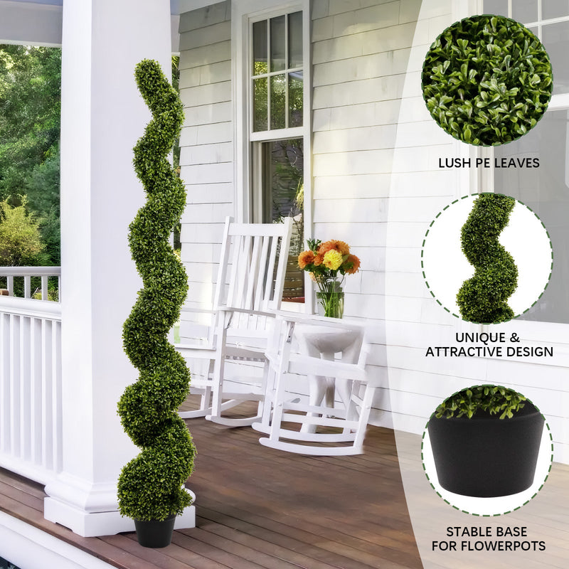Outdoor uv resistant plastic boxwood topiary bonsai artificial spiral tree plant 180cm 2pcs/set