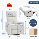 Beige Heat Massage Manual Recliner Chair with Rocker and Swivel