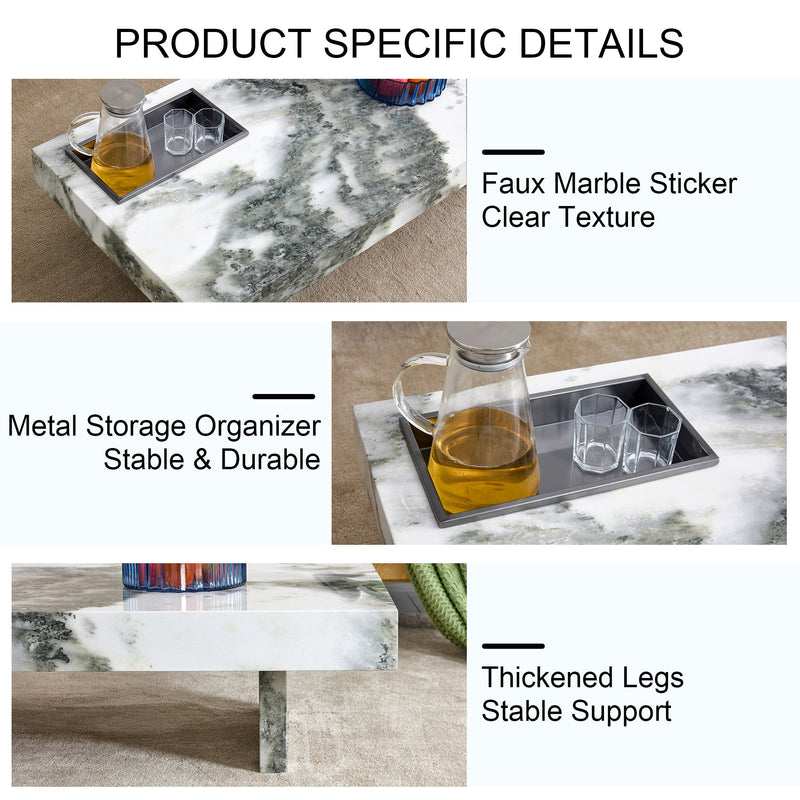 A modern and practical coffee table with black and white patterns. Made of MDF material. The fusion of elegance and natural fashion 47.2"x 23.6"x 12 "