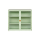 27.56"Glass Doors Modern Two-door Wall Cabinet with Featuring Three-tier Storage for Entryway Living Room Bathroom Dining Room,Mint Green