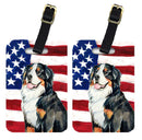 USA American Flag with Bernese Mountain Dog Luggage Tag
