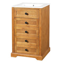 Bathroom Vanity With Integrated Sink, Soft-Closing Door - Natural Wood by HouseOfZazla