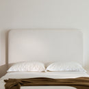 Canter Tall Headboard Upholstered Bed in Pearl White Chenille, Queen Size by HouseOfZazla