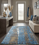 Blue and Brown Modern Abstract Hand-Loomed Area Rug 5.8x7.11