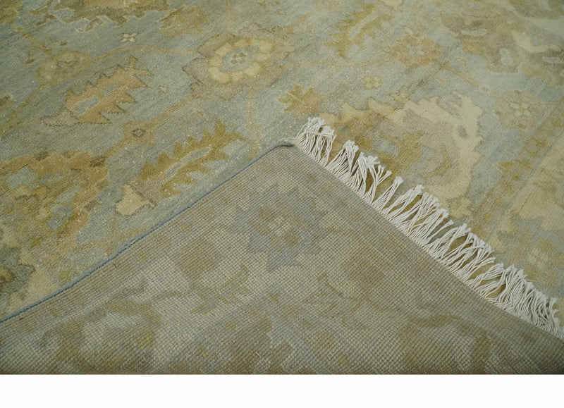 5.8x8.6 Traditional Silver, Beige and Brown Antique Style Hand knotted Oushak wool Area Rug