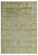 5.8x8.6 Traditional Silver, Beige and Brown Antique Style Hand knotted Oushak wool Area Rug