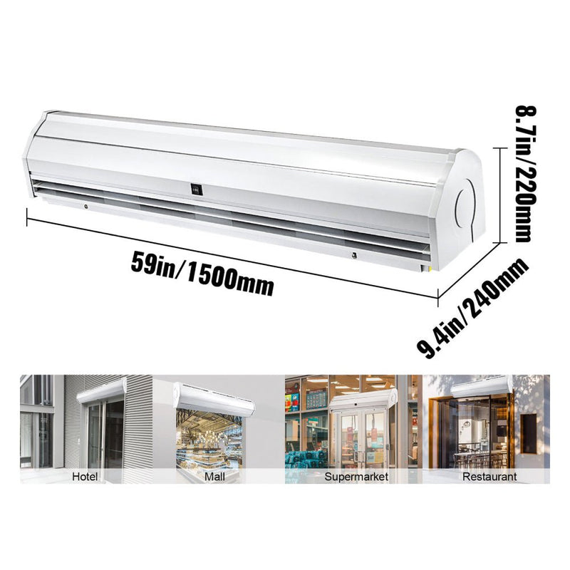 59" Heavy Duty Commercial Indoor Air Door Curtain, 965/1113CFM (98421603)