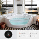 Nuvia Serenity 59-Inch 2-Person Acrylic Corner Whirlpool 16-Jet Hydro Massage Bathtub With Heater Rainbow Light (SAK12058)
