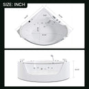 Nuvia Serenity 59-Inch 2-Person Acrylic Corner Whirlpool 16-Jet Hydro Massage Bathtub With Heater Rainbow Light (SAK12058)