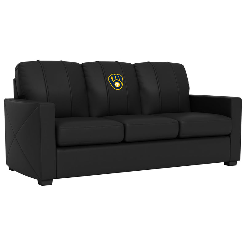 Silver Sofa with Milwaukee Brewers Alternate Logo