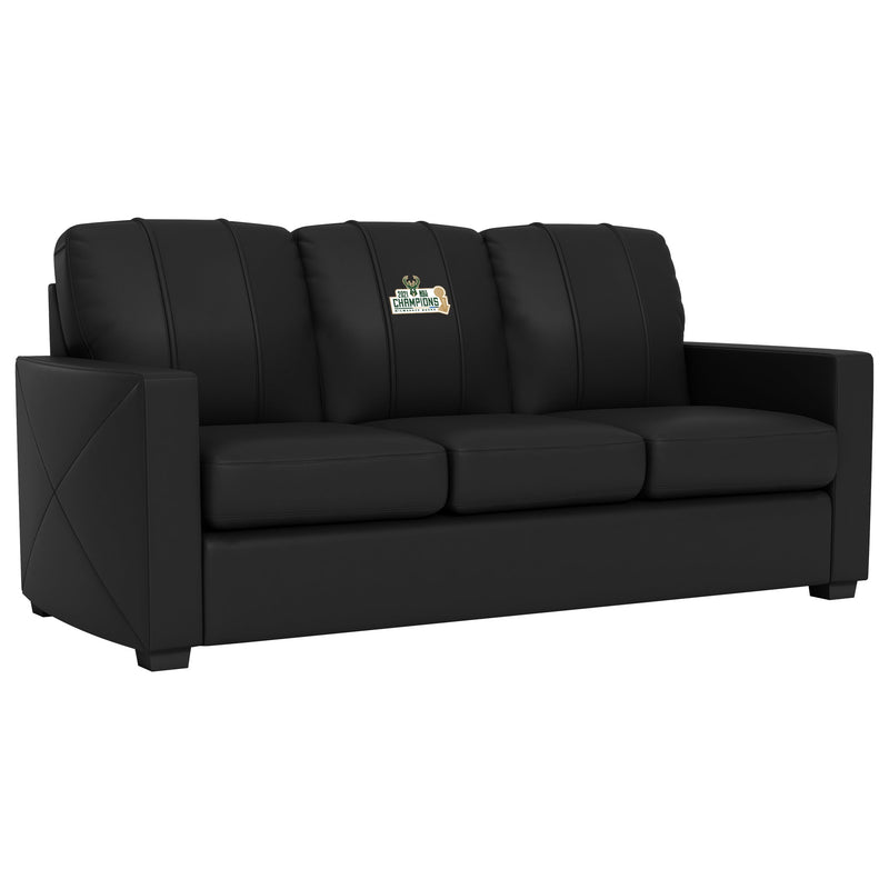 Silver Sofa with Milwaukee Bucks 2021 Champions Logo