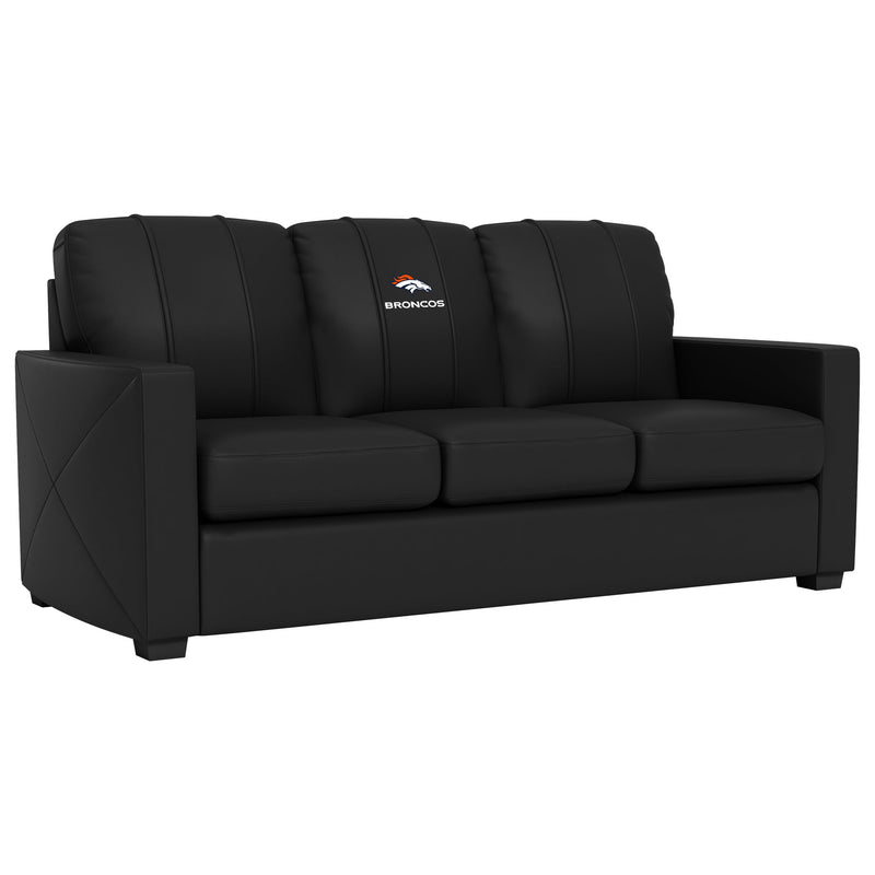 Silver Sofa with  Denver Broncos Secondary Logo