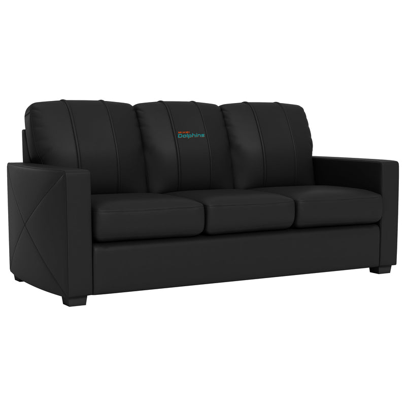 Silver Sofa with  Miami Dolphins Secondary Logo