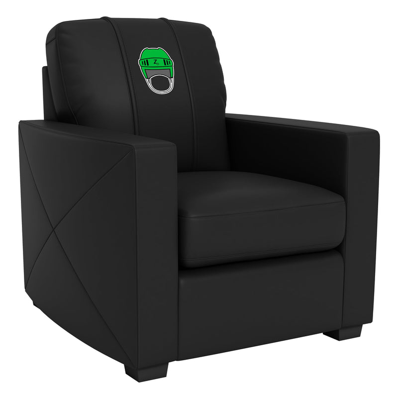 Silver Club Chair with Hockey Helmet Gaming Logo