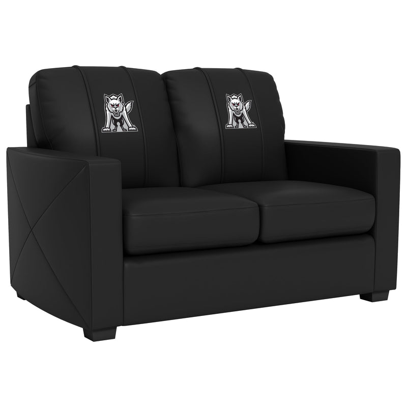Silver Loveseat with South Dakota Coyotes Emblem Logo