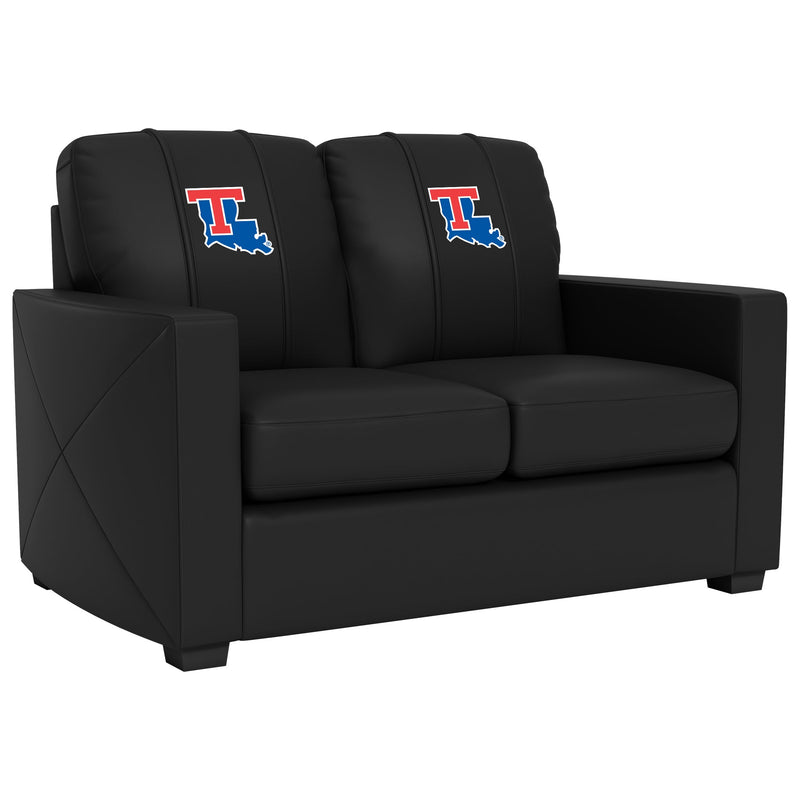 Silver Loveseat with Louisiana Tech Bulldogs Logo