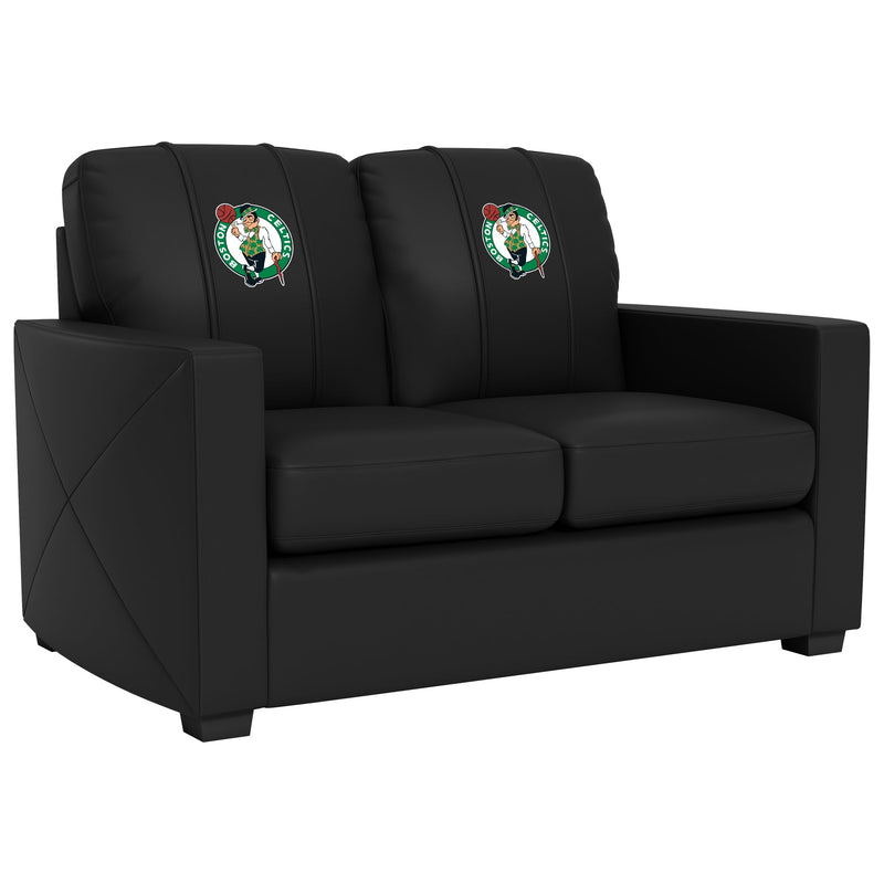 Silver Loveseat with Boston Celtics Logo