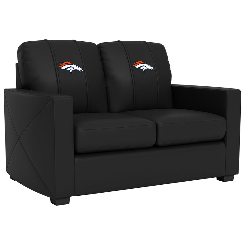 Silver Loveseat with  Denver Broncos Primary Logo