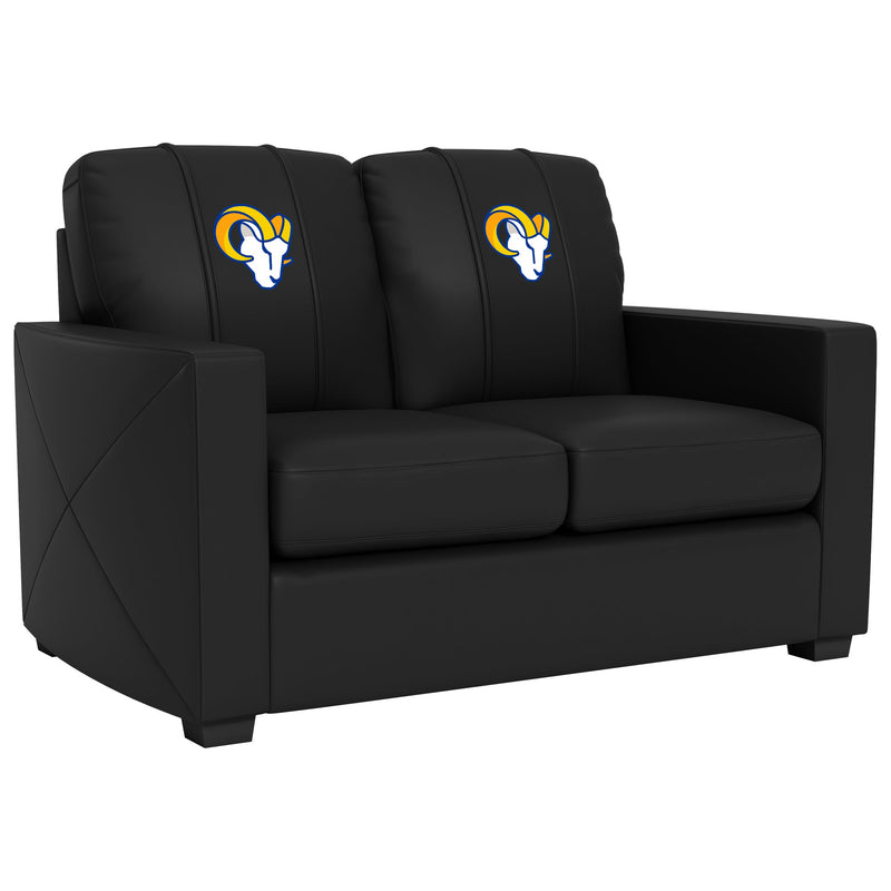 Silver Loveseat with  Los Angeles Rams Secondary Logo