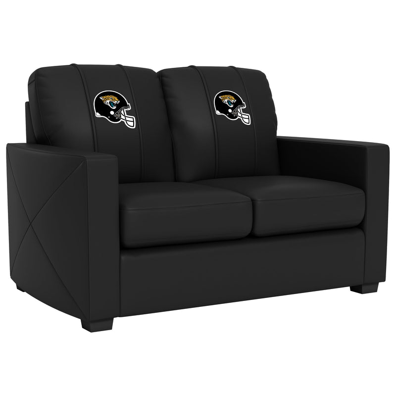 Silver Loveseat with  Jacksonville Jaguars Helmet Logo