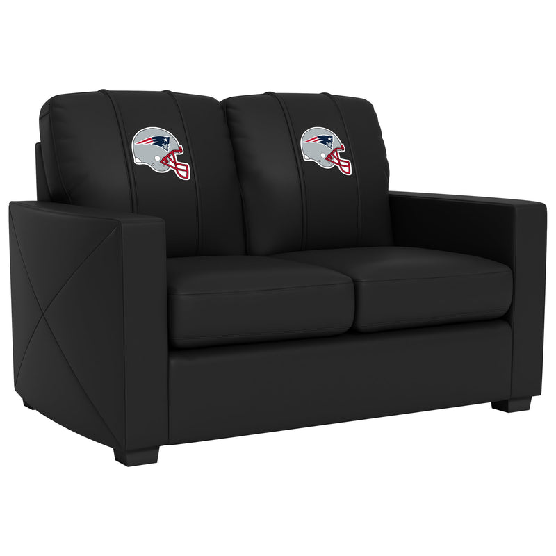 Silver Loveseat with  New England Patriots Helmet Logo