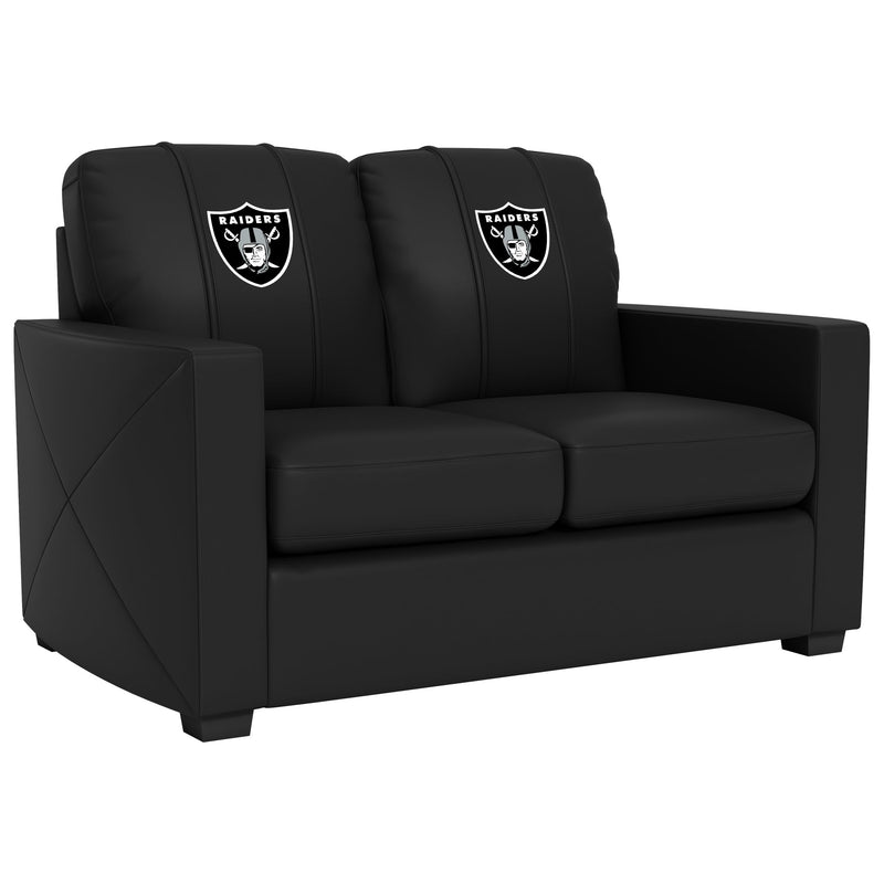 Silver Loveseat with  Las Vegas Raiders Primary Logo