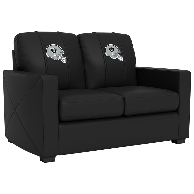 Silver Loveseat with  Las Vegas Raiders Helmet Logo