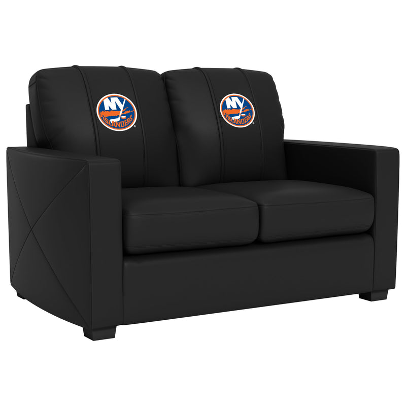 Silver Loveseat with New York Islanders Logo