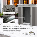 6' x 4' Metal Lean to Garden Shed, Outdoor Storage Shed, Garden Tool House with Double Sliding Doors, 2 Air Vents for Backyard, Patio, Lawn, Gray