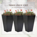 Outsunny - Outdoor Planters (Set of 3) Large Taper Planters With Drainage Holes And Plug, Faux Wood Plastic Flower Pots For Outdoor, Indoor, Garden, Patio by HouseOfZazla