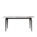 70.87" Modern Artificial Stone Pandora White Curved Black Metal Leg Dining Table - Antique White by HouseOfZazla