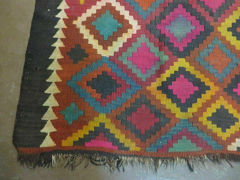 7' X10' Antique Afghan Kilim Handmade Flat Weave Wool Rug Vegy Organic Colorful