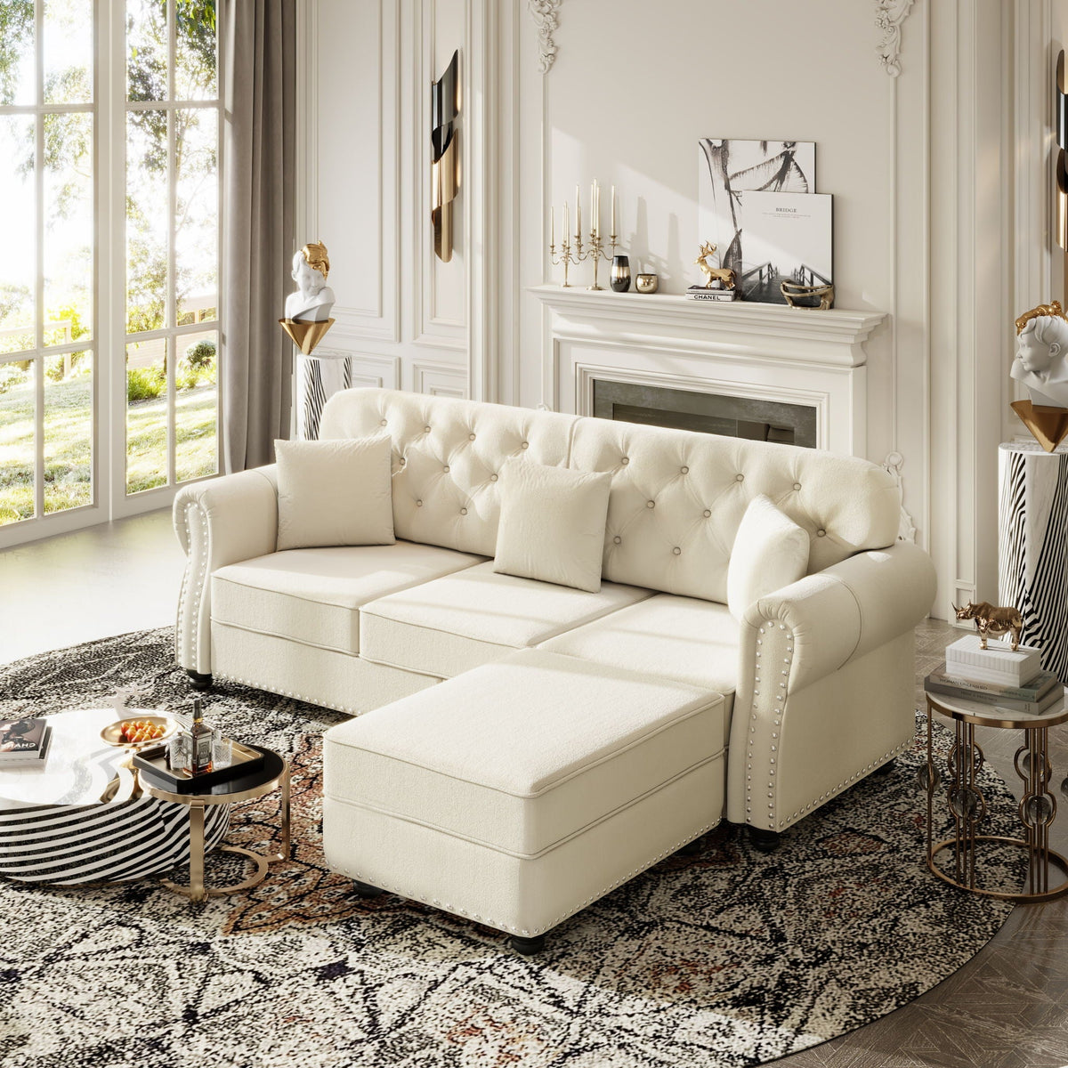Upholstered 3 Seater Sofa Set With Ottoman, photo 18 of 39