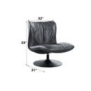 Piotr - Top Grain Leather Accent Chair With Swivel - Black by Unique Piece Furniture