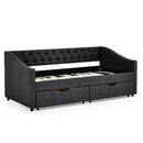 Upholstered Tufted Daybed With 2 Drawers, Waved Arms by HouseOfZazla