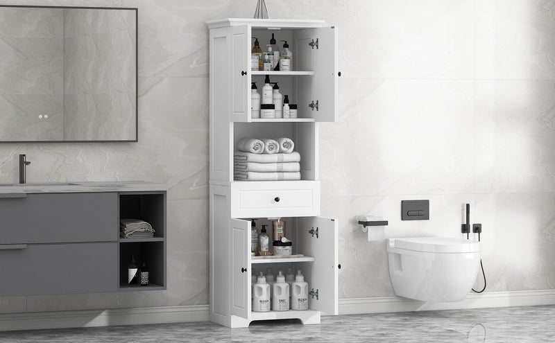 Walker Edison | White Tall Bathroom Storage Cabinet