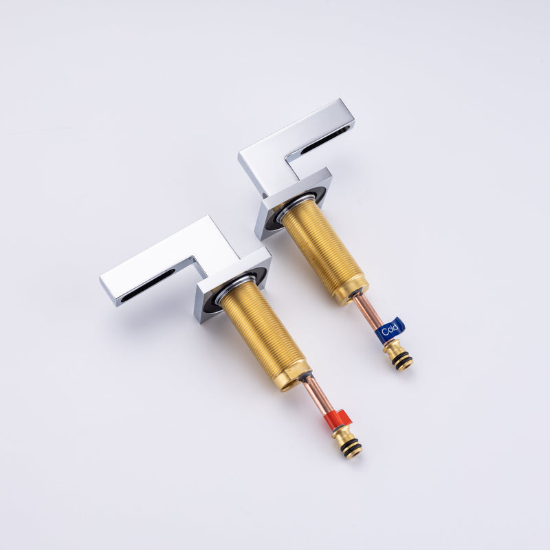 8 inch Widespread Bathroom Faucet Matte Black Bathroom Faucets for Sink 3 Hole Brass 2 Handle Lavatory Square Faucet Modern rv Bathroom Faucets