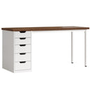Computer Desk With 5 Drawers, Reversible Cabinet Design