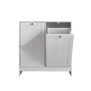 Tilted Laundry Hamper With Removable Basket, Hidden Storage Cabinet, Home Organizer For Bathroom - White