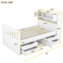Captain Platform Bed Frame With Storage Bookcases, Shelves, And 4 Drawers by HouseOfZazla