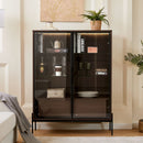 Modern Minimalist Style LED Curio Cabinet With Tempered Glass Door, Metal Legs by Unique Piece Furniture
